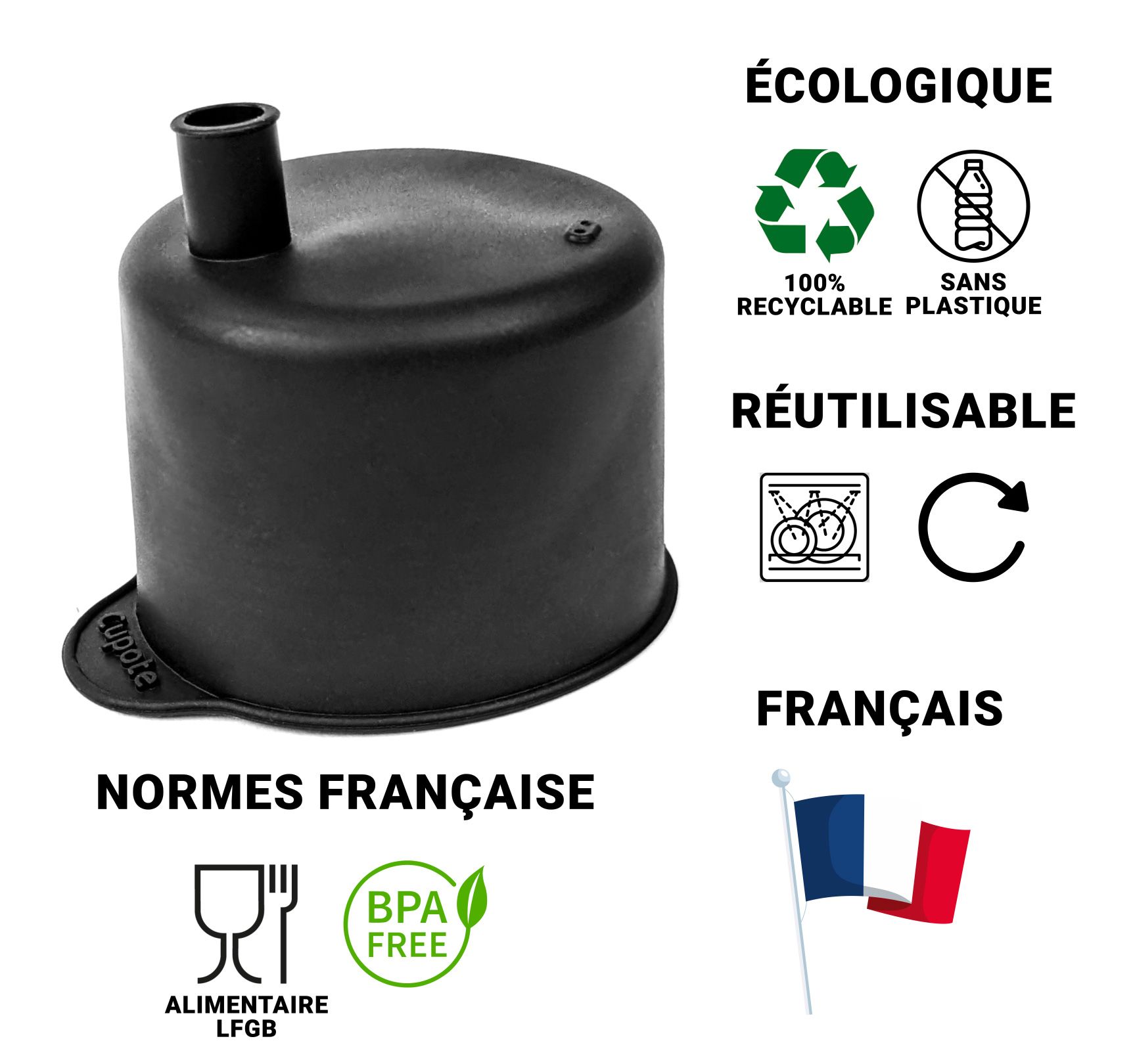 Capote de verre Cupote présentée en main