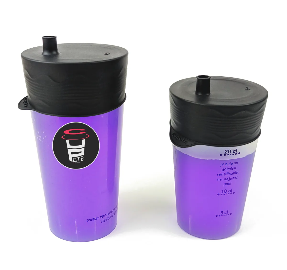 Deux Ecocups protégés par des Capotes Cupote V4